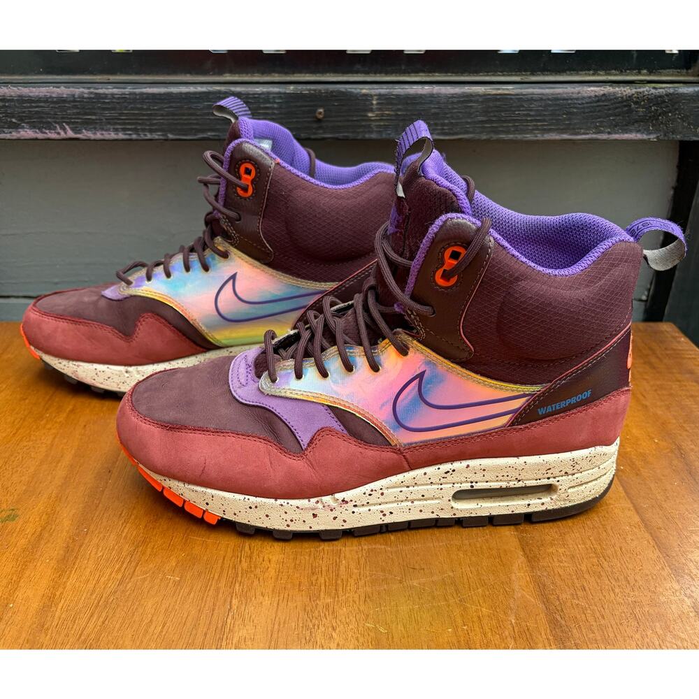 Nike Air Max 1 Waterproof SneakerBoot 'Deep Burgundy Iridescent' WMNS Size 9